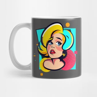 The design is inspired by the pop art movement, with the use of bright colors, geometric patterns and popular icons. Mug